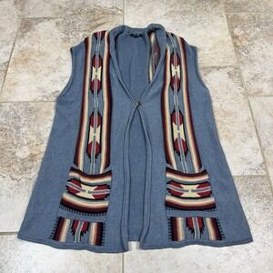 Chaps Denim Ralph Lauren Womens Sweater 2XL Vest Aztec Cowgirl Southwest Boho